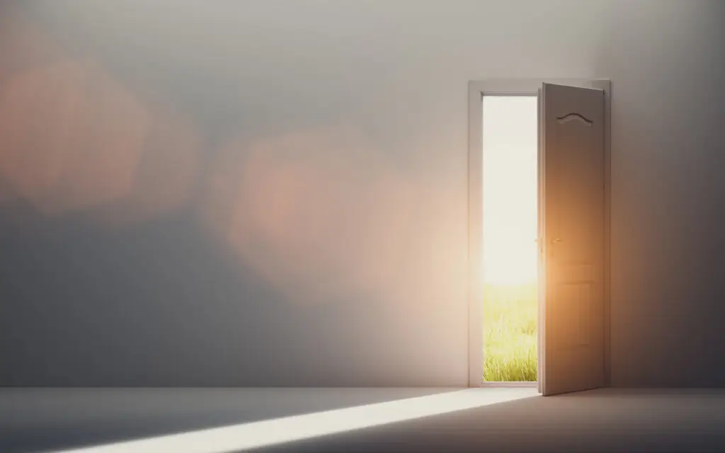 Door opening to sunlight